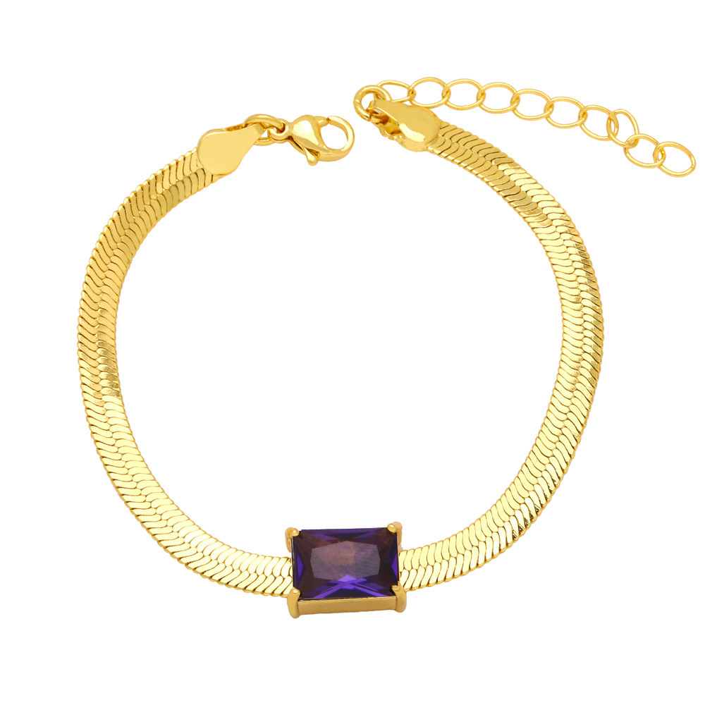 Fashion Square Copper Plating Inlay Zircon Bracelets 1 Piece