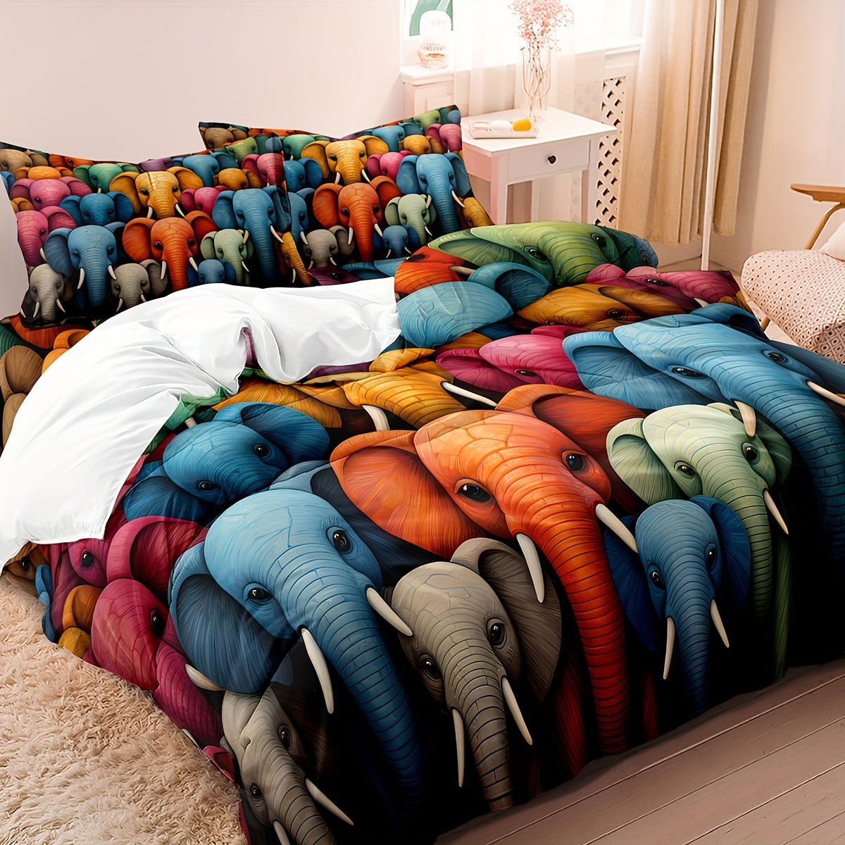 Textil doméstico transfronterizo molienda impresión digital elefante primer plano quilt kit fuente fábrica llevar a cabo tem / JIT