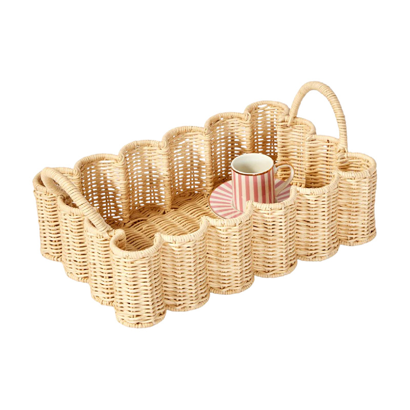 Fabricantes al por mayor cestas de tela artesanal de caña natural baño sala de estar cosméticos de mesa de café cestas de almacenamiento