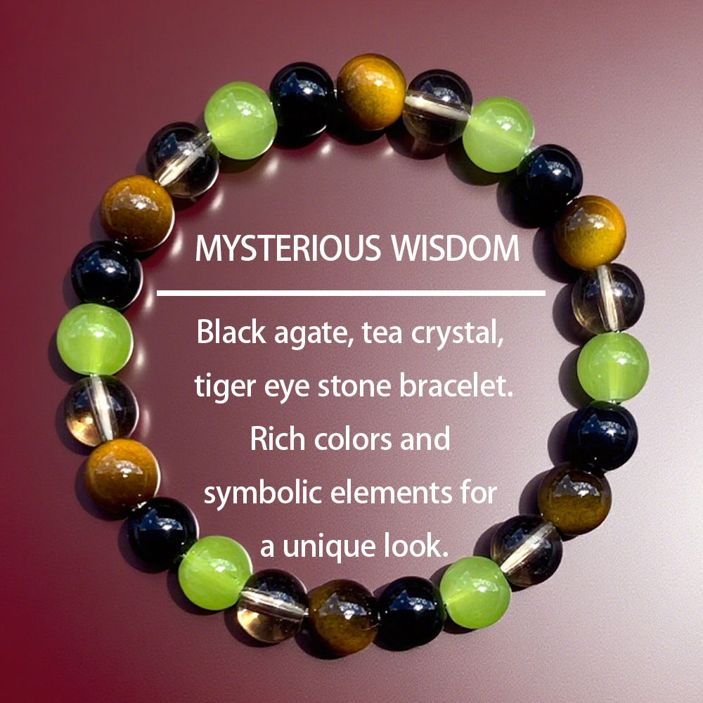 Temu Xiyin Tk Cross-Border Popular Bracelet Natural Stone Bracelet Wealth and Good Luck Tiger Eye Black Agate Business Bracelet