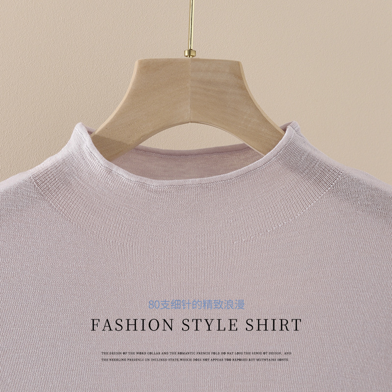 Luxury 80 Worsted Skin-Friendly All-Wool Sweater Beautiful Collection Mid-Sleeve Free Half-High Collar Sweater