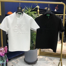 25男士夏季加厚半袖青春潮流镂空刺绣亮片休闲帅气不加绒