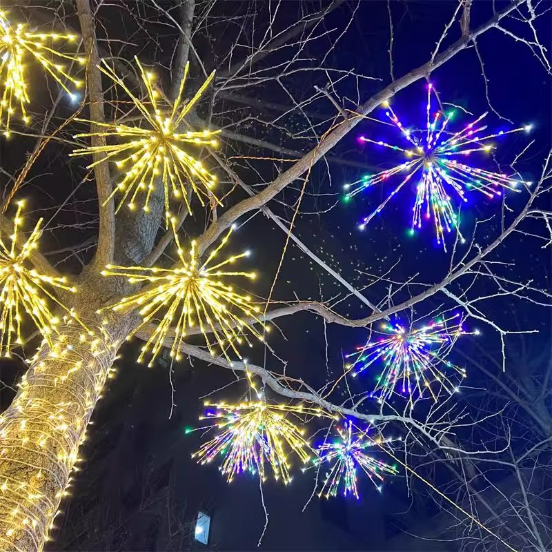 lámpara de fuegos artificiales LED al aire libre impermeable lámpara de modelado festivales llenos de estrellas iluminación de la calle colgando árboles lámparas de color