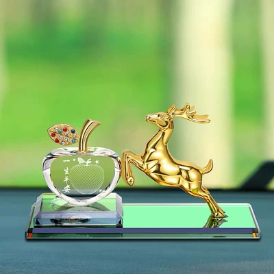 Safe journey deer net Car ornaments - golden-light-deer-on-both-sides-apple-safe-life