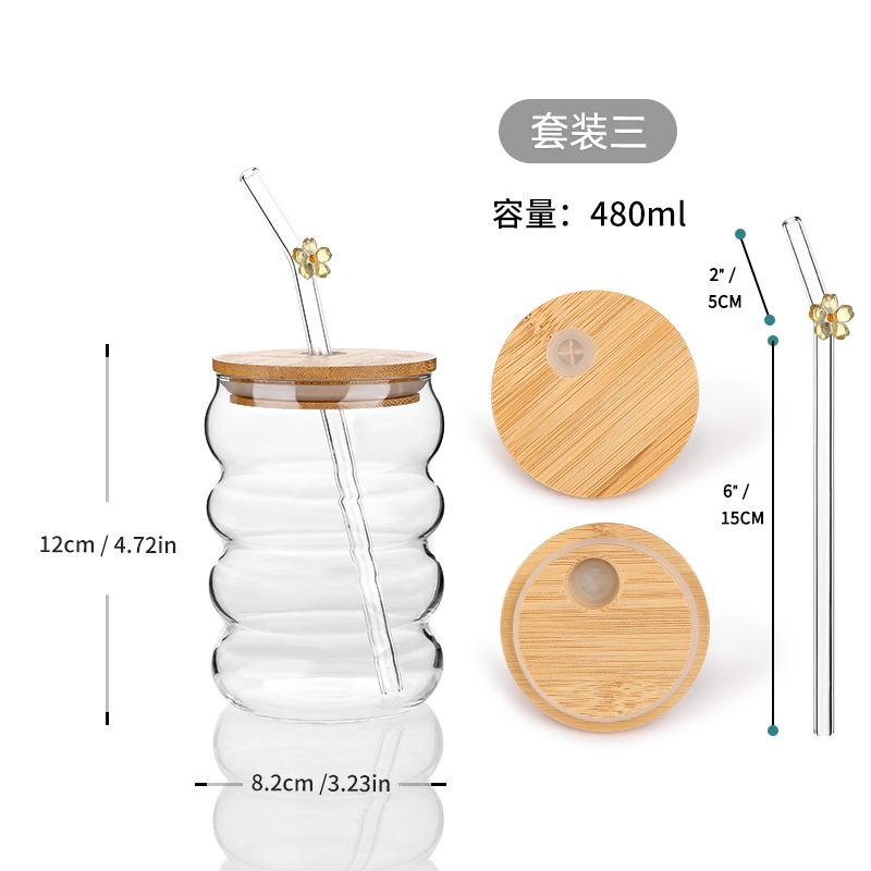 Transfronterizo Amazon venta caliente alta taza de vidrio de silicona resistente a altas temperaturas con paja taza de café Coca-Cola ins taza de agua portátil image 9