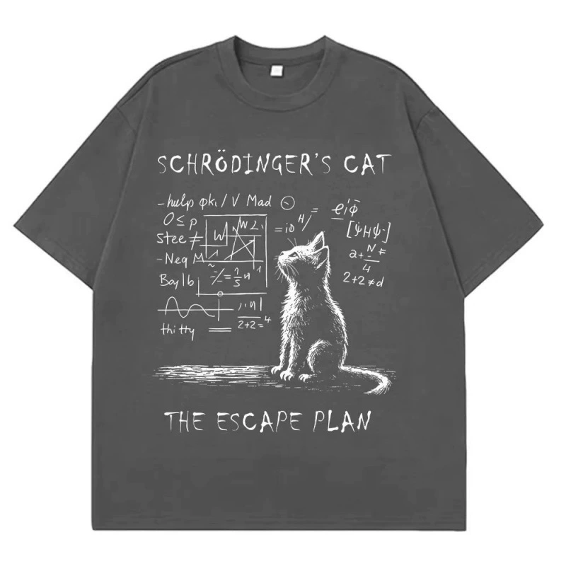 Футболка Ouma с принтом Schrödinger's Cat, чистый хлопок, унисекс S–XXXL