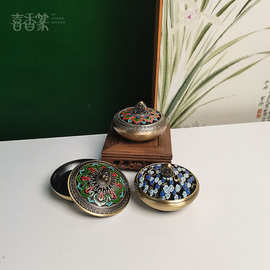藏式手工景泰蓝彩绘香炉家用沉檀香室内香薰炉茶道香道文创焚香炉