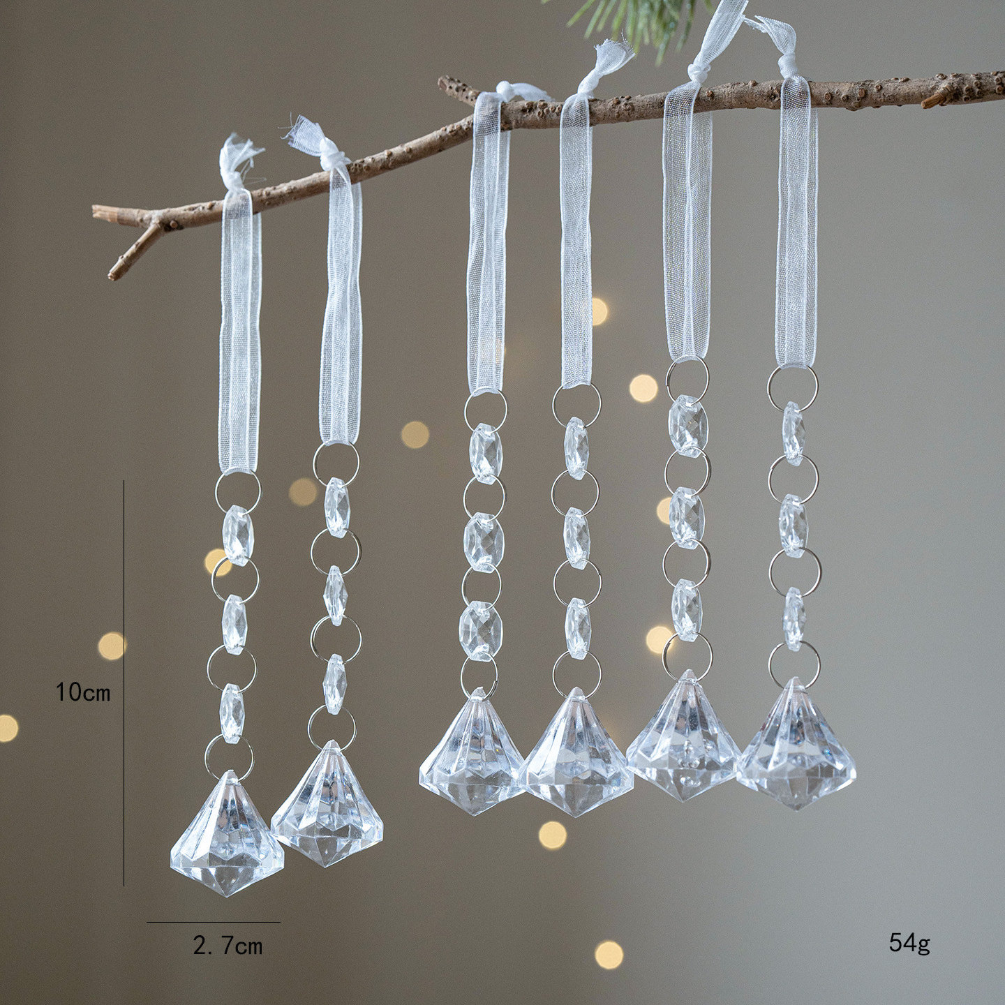 Ins北欧水晶クリスマスツリー装飾ビーズ氷凌水滴雪花ペンダントクリスマス透明雪氷装飾