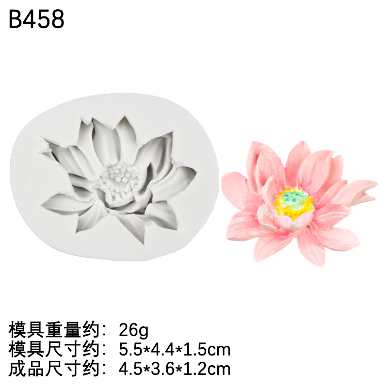 Lotus Lotus Jabón Hecho a mano Forma de yeso Molde de silicona Decoración de epoxi Molde de resina de flor de aromaterapia de coche