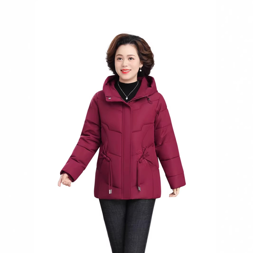 中老年人冬装女妈妈装棉衣外套连帽老人太太棉袄妈妈大码羽绒棉服