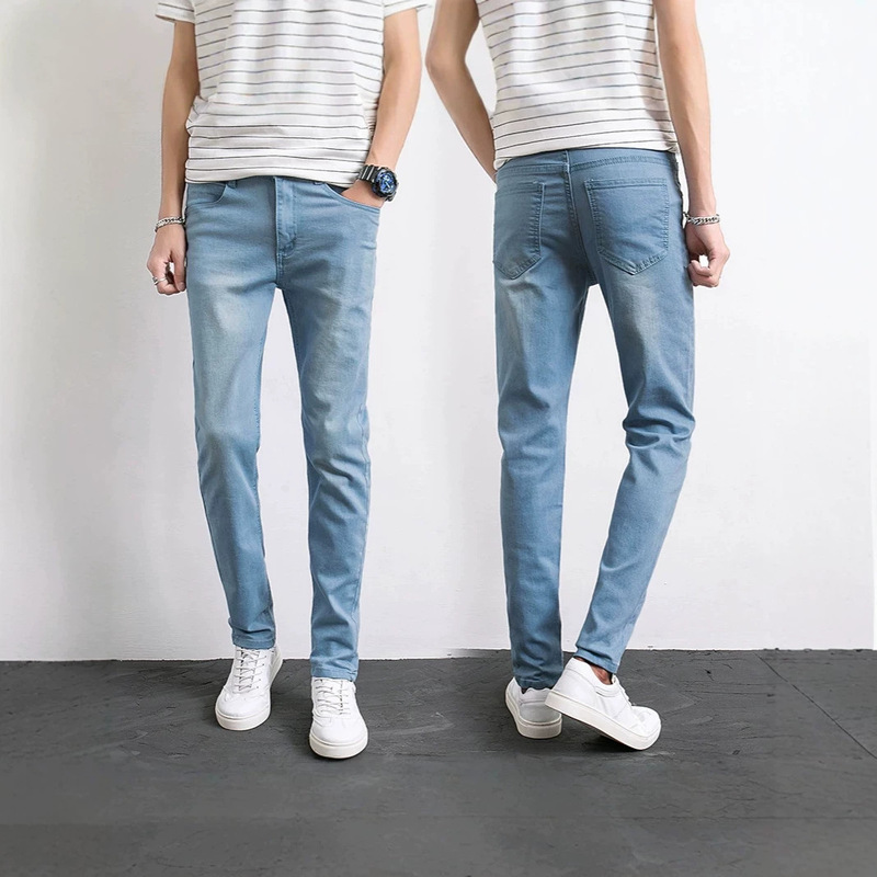 2026 Spring/Summer New Men's Jeans Korean Style Slim Fit Stretch Skinny Pants Breathable Men's Denim Trousers Wholesale