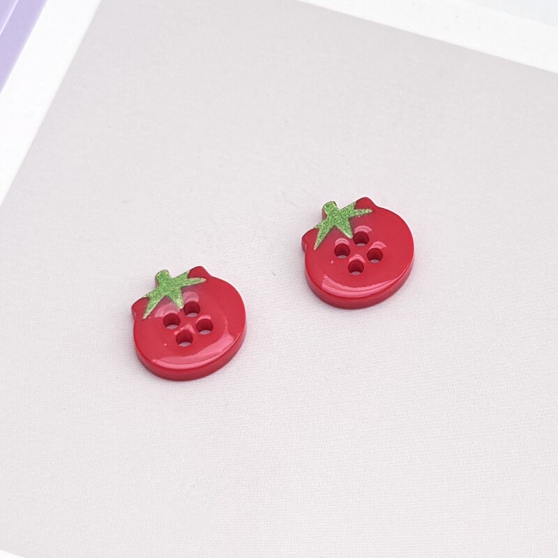 New Resin Small Tomato 4-Hole Shirt Buttons for Children's Clothing, Handmade DIY Doll Clothes, Sweater Knitwear Decorative Buttons New Resin Small Tomato 4-Hole Shirt Buttons for Children's Clothing, Handmade DIY Doll Clothes, Sweater Knitwear Decorative Buttons