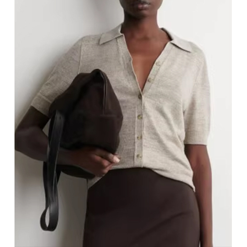 [Cs Order] Women's Standard Fit Linen Wool Blend Shirt in Mole Gray, 2026 Summer New Arrival Top