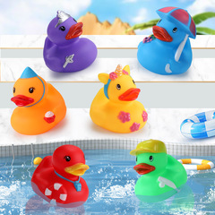 Children's rubber yellow duck squeaky sound toy for babies and toddlers swimming and bathing water play duck wholesale
