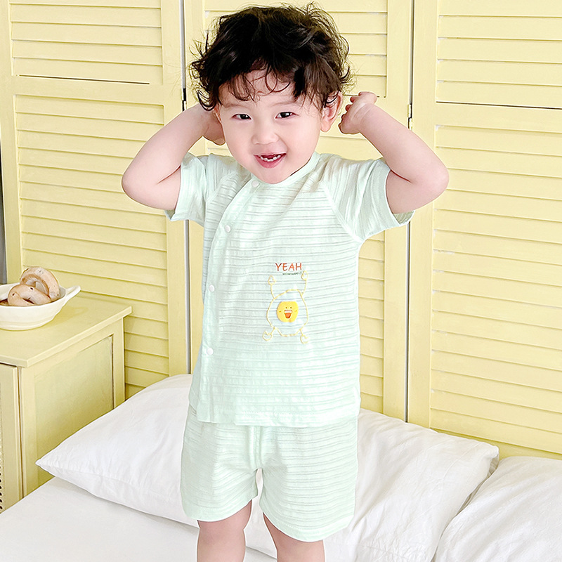 Traje de verano para bebés, algodón de manga corta para niños, niñas y niños pequeños, ropa de verano dividida delgada de dos piezas para bebés