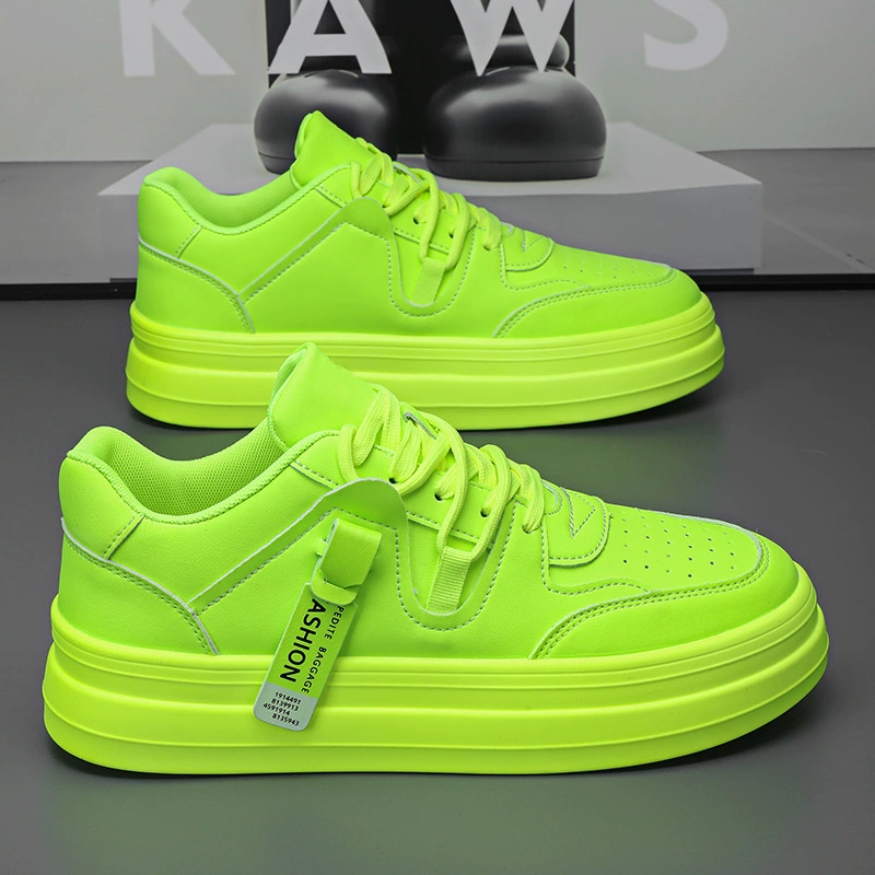 Green Men's Shoes, New Spring Style, Trendy Brand, Versatile Casual Sports Shoes for Teenagers, Niche High-End Thick-Soled Air Force Sneakers
