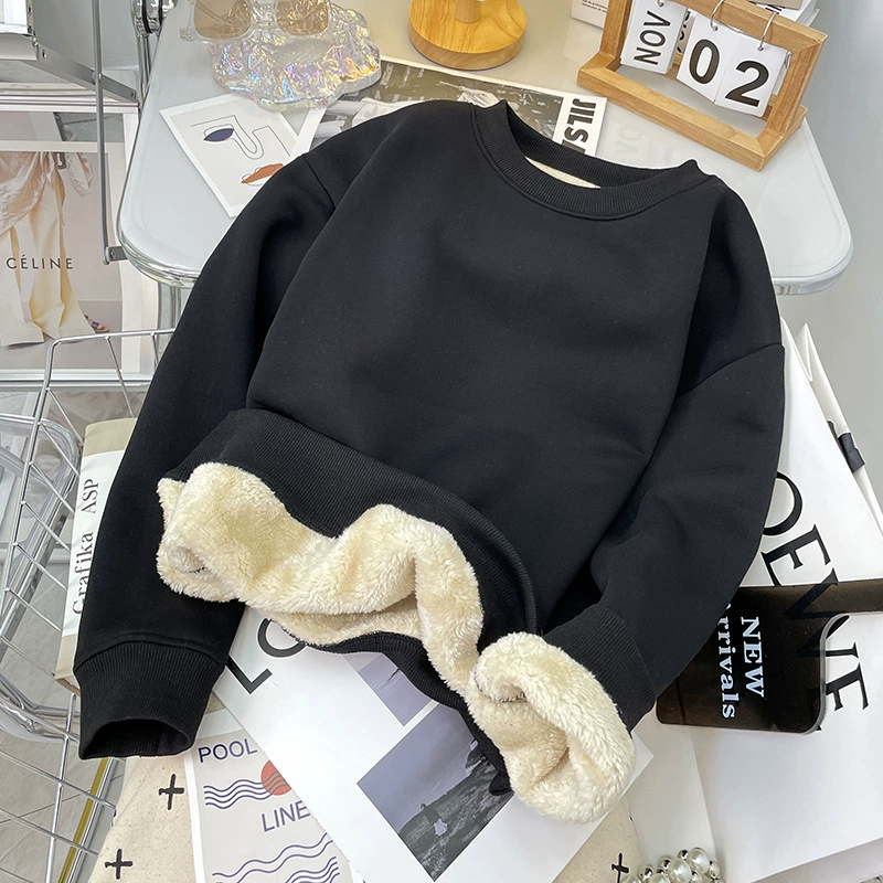 Свитер с круглым вырезом осенний и зимний новый мужской и женский бархатный толстый топ сплошной пиджак без шапки свитер