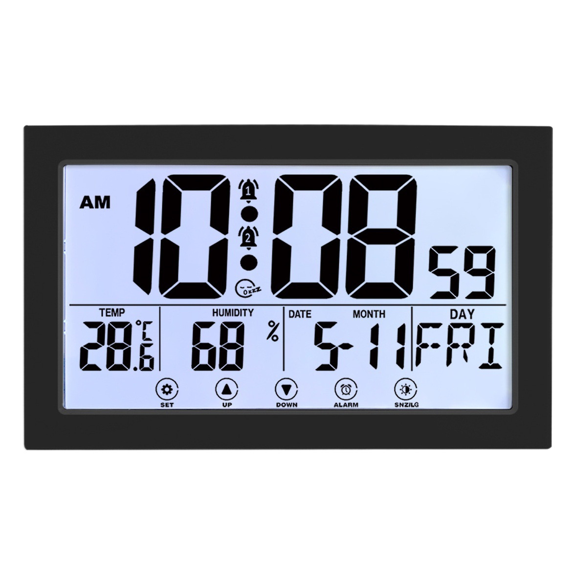 Reloj de pared digital moderno con pantalla digital para dormitorio, sala de estar o estudio, versión china, con control táctil, luminoso y con alarma.