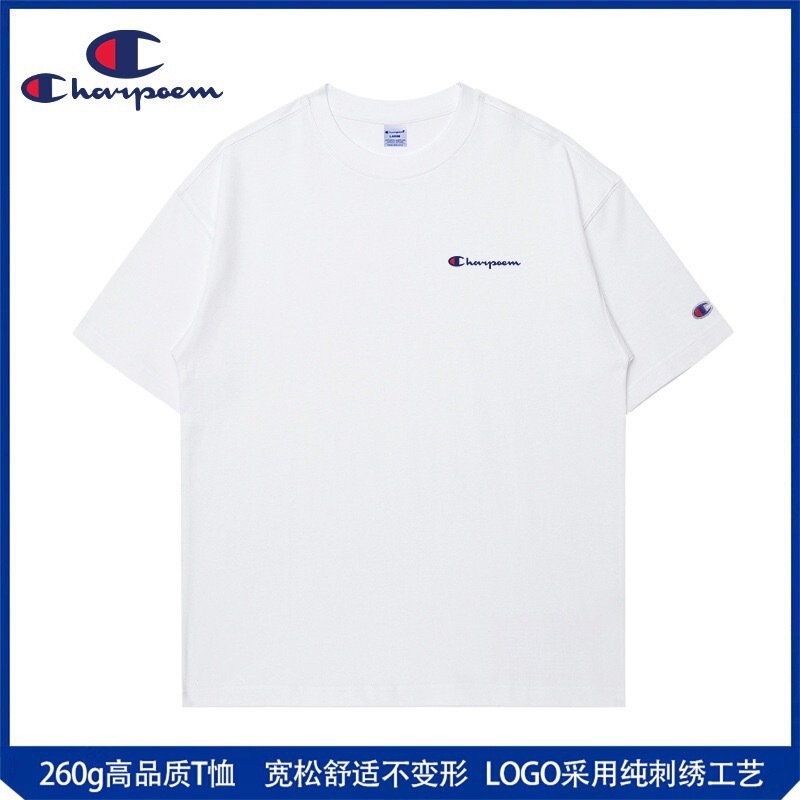 Champion Graffiti Pure Cotton Short Sleeve T-Shirt Summer New High-Quality Heavyweight Unisex Couple Embroidered Short Sleeve T-Shirt for Men Champion Graffiti Pure Cotton Short Sleeve T-Shirt Summer New High-Quality Heavyweight Unisex Couple Embroidered Short Sleeve T-Shirt for Men
