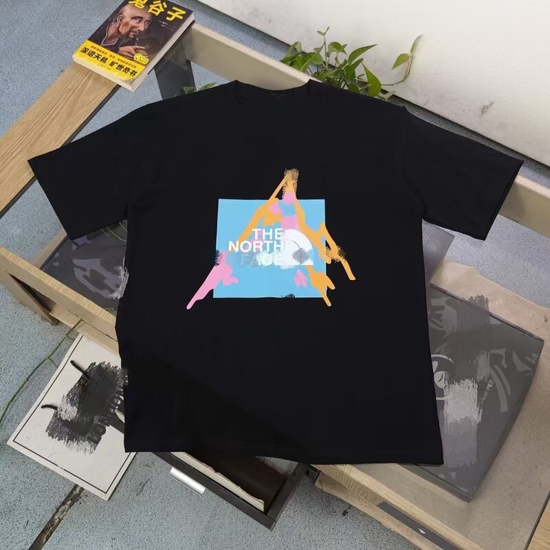 Cross-border North Face foreign trade snow mountain logo printed unisex t-shirt Cross-border North Face foreign trade snow mountain logo printed unisex t-shirt