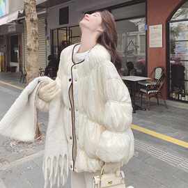 独特超洋气灯笼袖气质羽绒服女2025冬季新款设计感小众90白鸭绒服