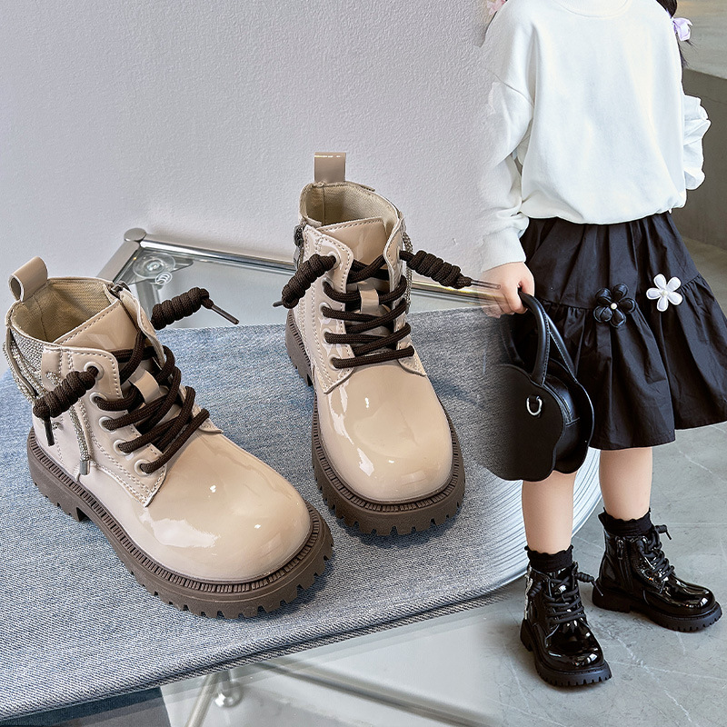 Children's Martin boots autumn and winter new style girls boots non slip girls black big children's short boots boys spring_voghion.com