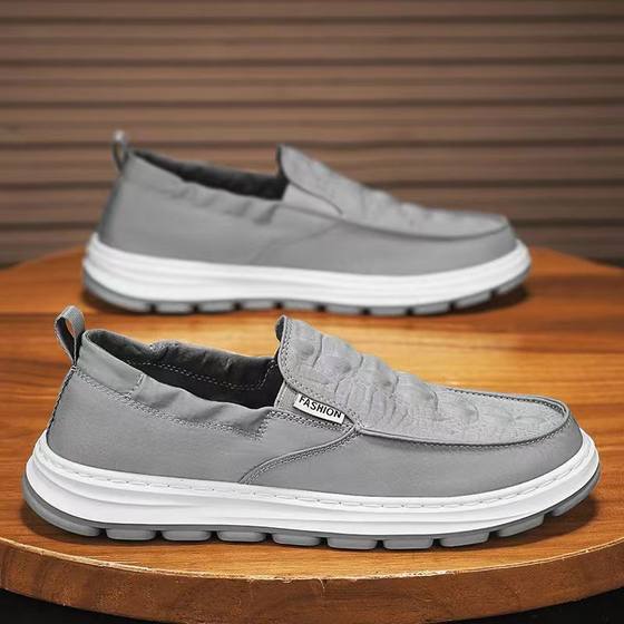 Old Beijing Cloth Shoes Men's Slip-on Lazy Shoes Car-driving Shoes Ice Silk Cloth Cool and Comfortable Low-top Soft-soled Casual Shoes