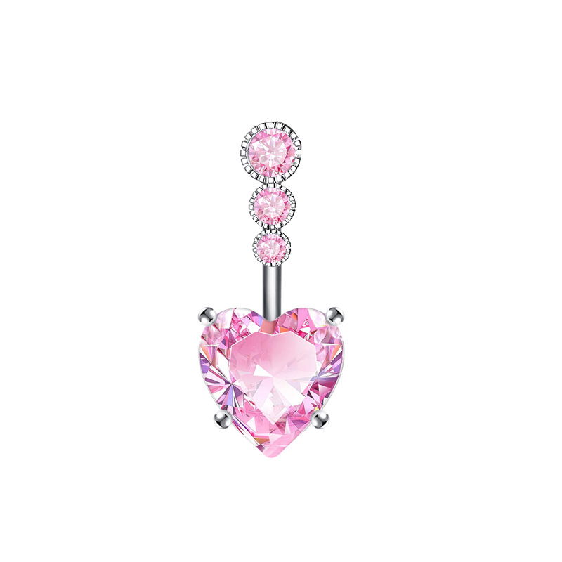 Piercing nombril papillon et cœur rose en acier inoxydable_voghion.com