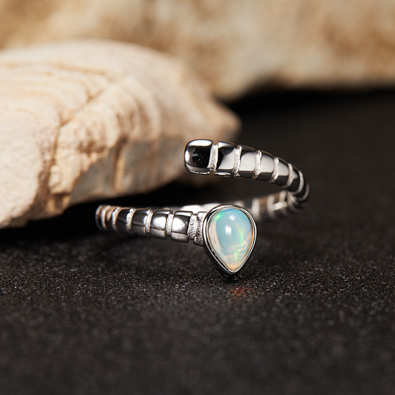 3g Weight Open Rings Classification Adjustable Ring Size 1 Piece Quantity Daily, Street Occasion 925 Sterling Silver, natural stone, Crystal Material Geometric Pattern All Seasons Season Women's Gender Simple Style, Classic Style Style 925 Sterling Silver Natural Stone Crystal Geometric Open Rings 5