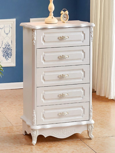 5YA1 wholesale European style chest of drawers bedroom carved wall storage cabinet white living room drawer cabinet simple modern