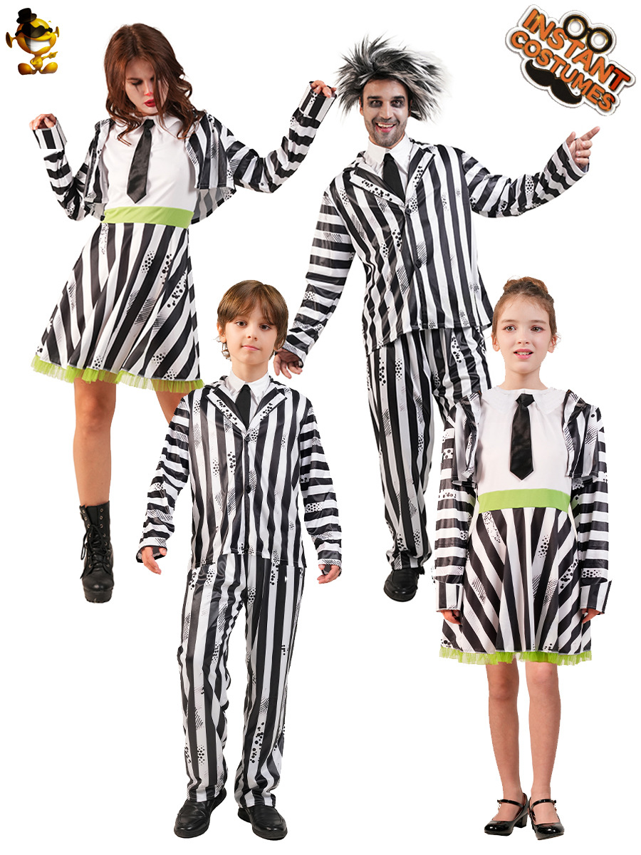 Halloween Adultos Niños Striped Clown Disfraces Juegos de rol Disfraces COS Distribución transfronteriza image 1