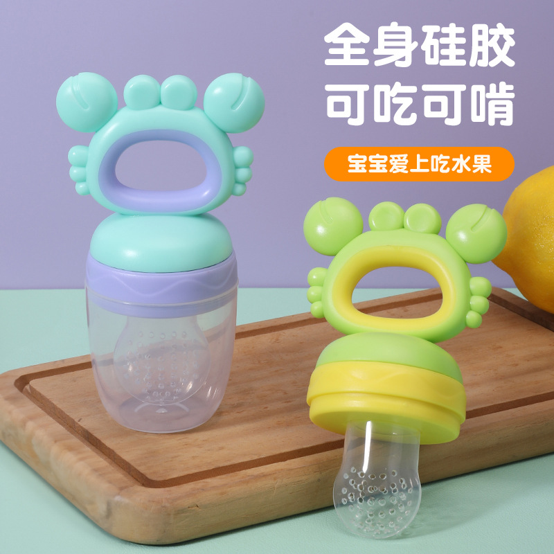 Bebé mordido y mordido le goma de dente nutrición fruta y verdura alimentador suplementario pacificador pezón cangrejo fruta y verdura alimentador suplementario para bebés