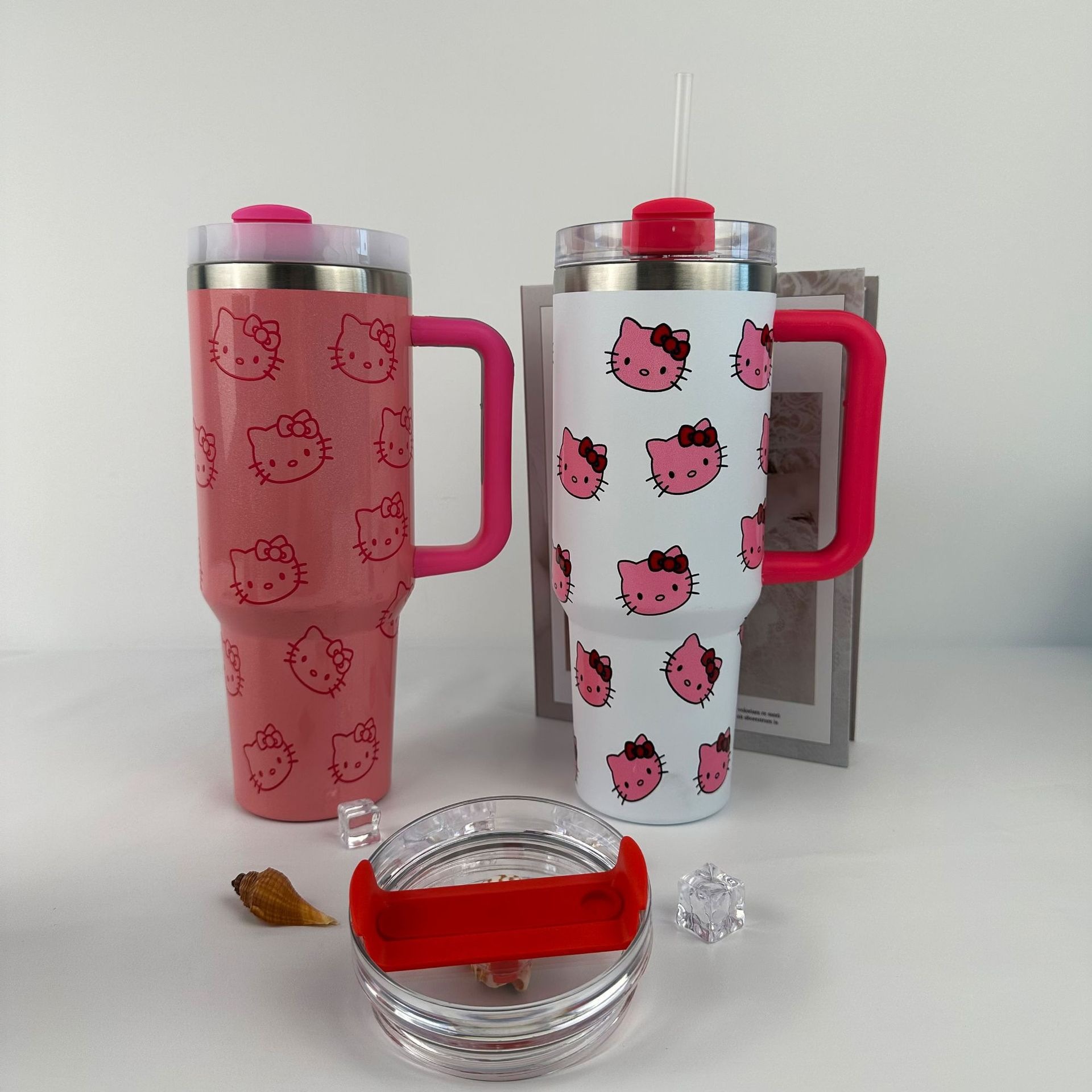 TEMU Cross-Border 40oz Icemaster Cup acero inoxidable kt gato caricatura taza caliente de gran capacidad portátil taza de automóvil
