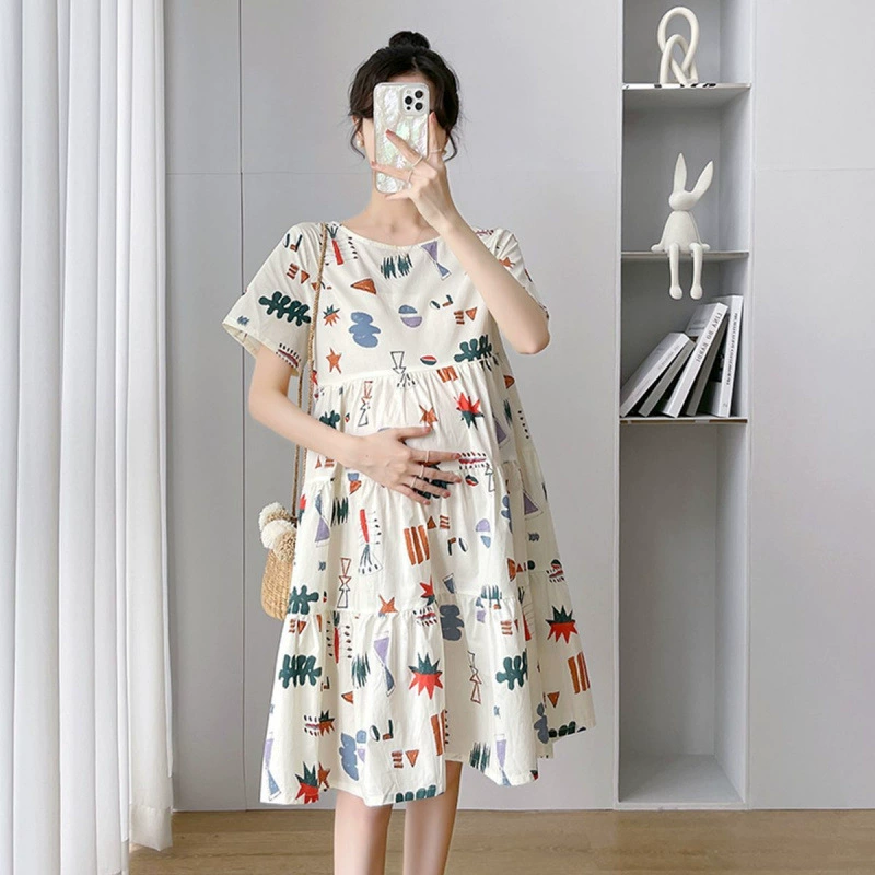 Летнее платье для беременных, элегантная модная юбка, oversize, западный стиль