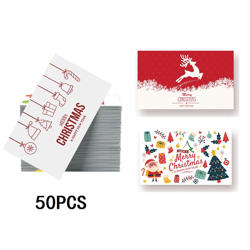 50张，圣诞感谢卡新年贺卡 -，适合日常办公室使用和节日问候