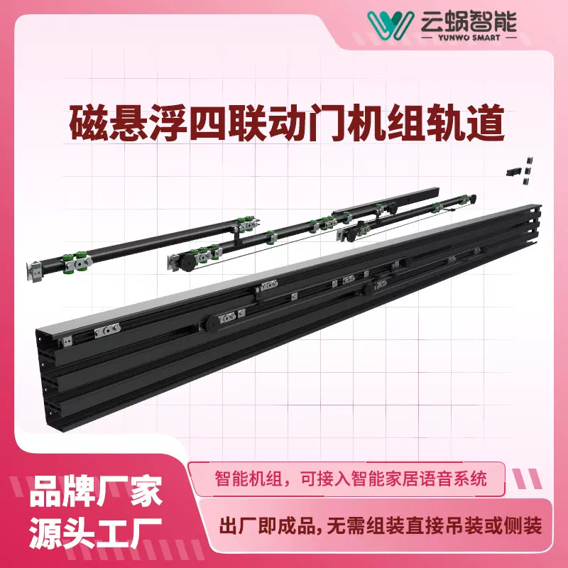 云蜗智能四联动磁悬浮自动门隔断展厅电动平移门感应推拉重叠门