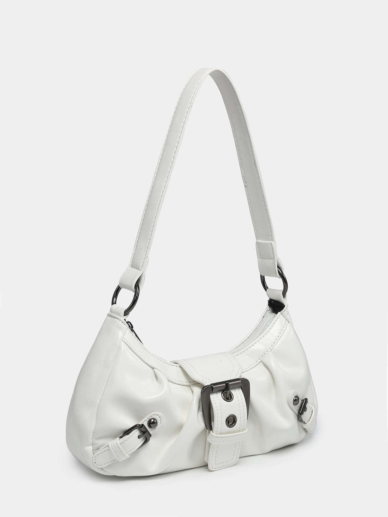 All Seasons Season Women's Medium Pu Leather Solid Color Classic Style Square Zipper Underarm Bag