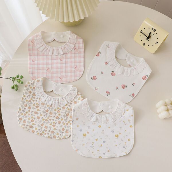 Baby petal saliva towel Class A newborn 360 degree baby waterproof anti-spitting bib bib rice bag cotton