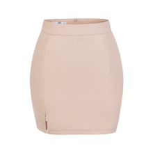 名媛性感粉色包臀裙皮裙秋季气质OL高腰美胯紧身一步裙短裙新款