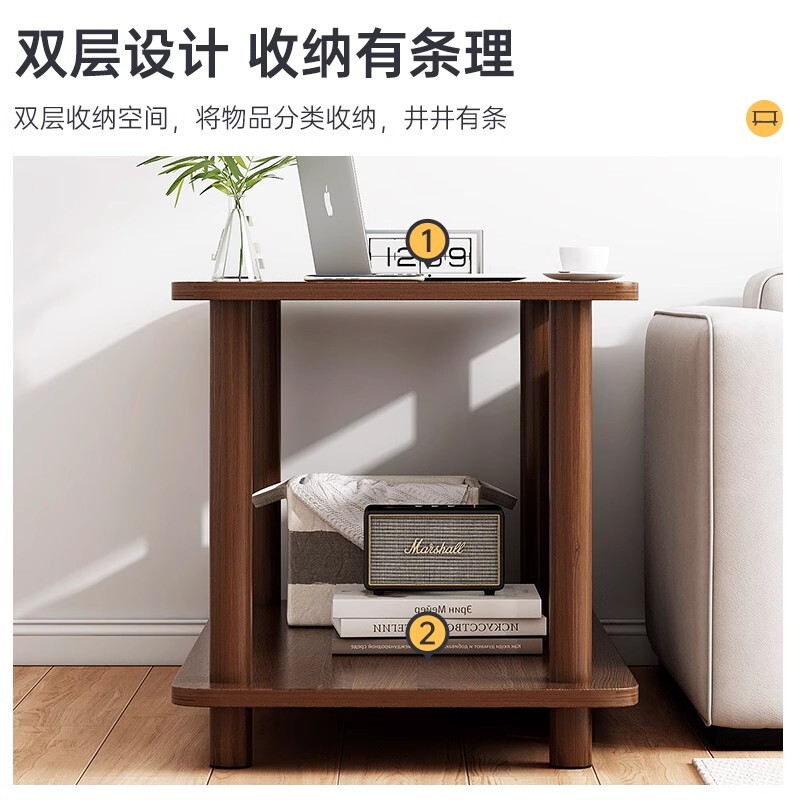 ソファサイドテーブル、シンプルな二層コーヒーテーブル、小さなテーブル、シンプルな賃貸住宅、家庭用の小さなベッドサイドテーブル、収納ラック|undefined