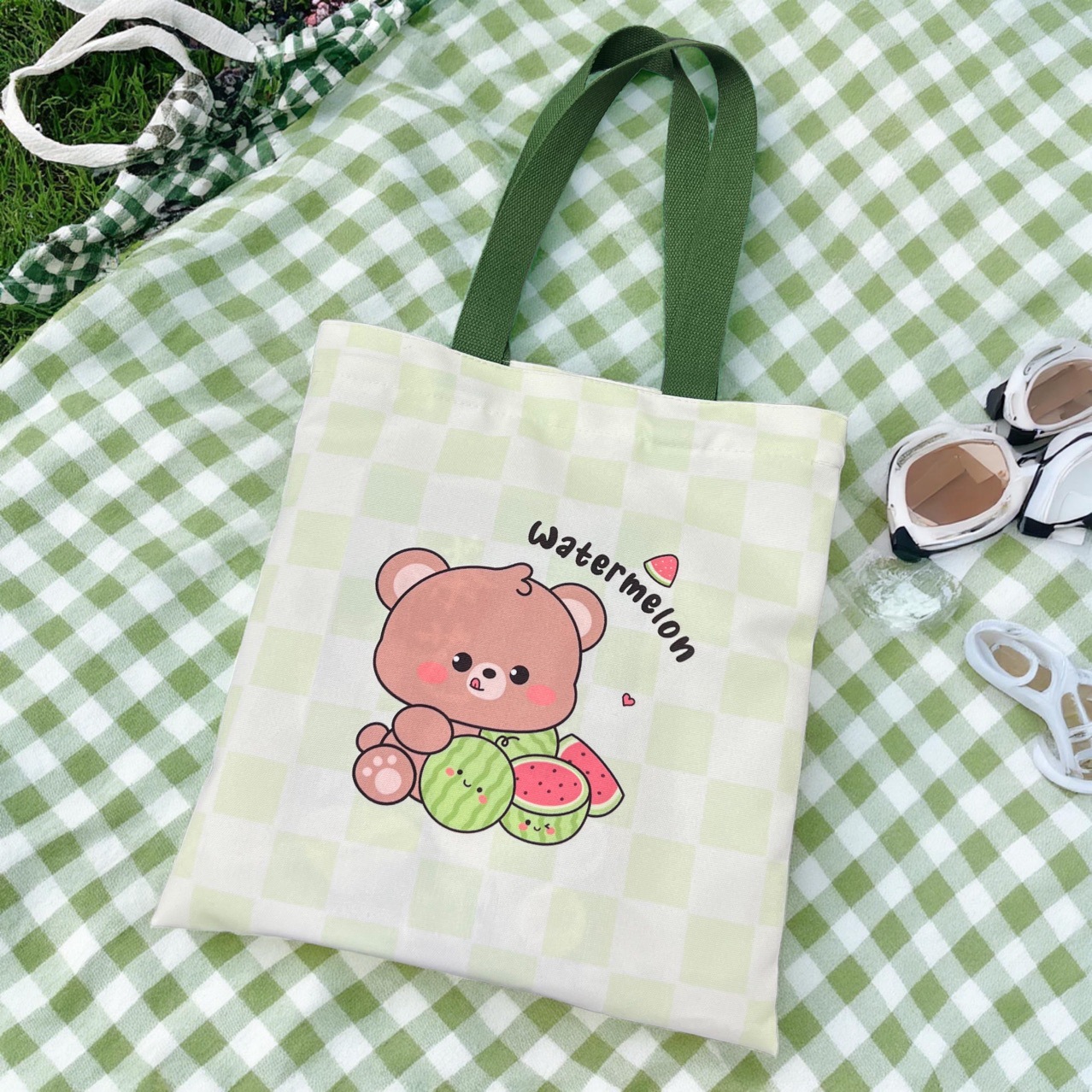 可爱帆布包便携上班大容量手拎便当包拉链包帆布礼品袋单肩包