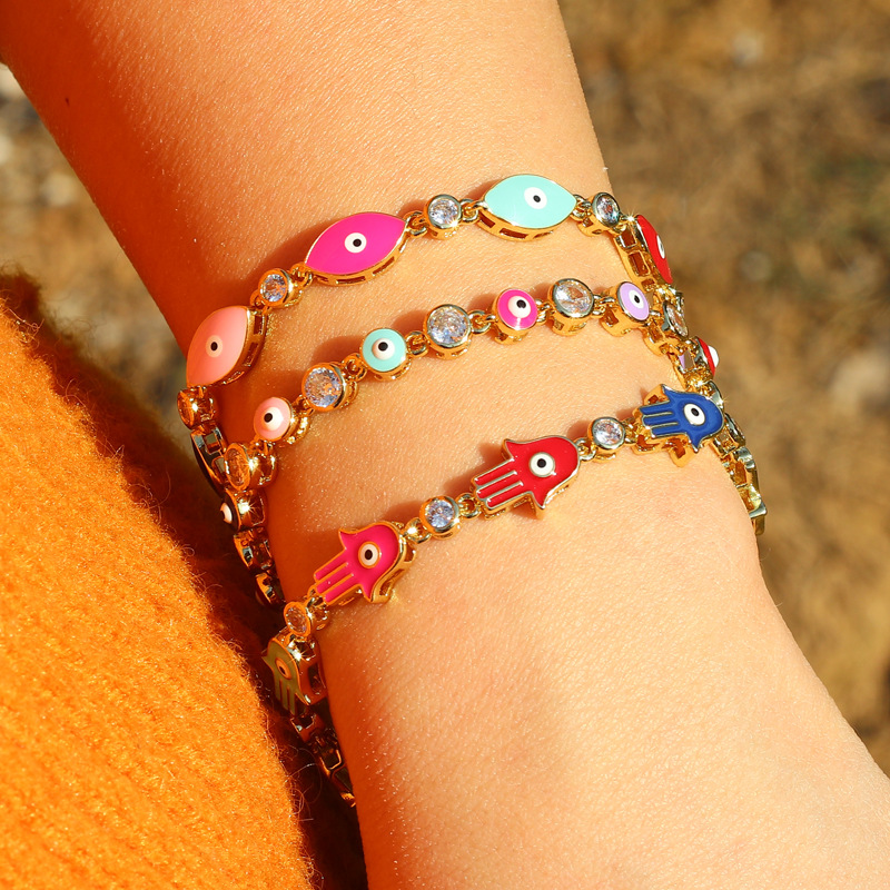 Daily Occasion Fashion Devil's Eye Copper Bracelets Inlay Zircon Copper Bracelets