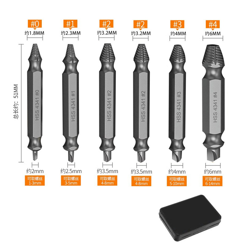 Dispositivo de extracción de tornillo transfronterizo de acero de alta velocidad de doble cabezal 4341 tornillo de rotura de diente deslizante