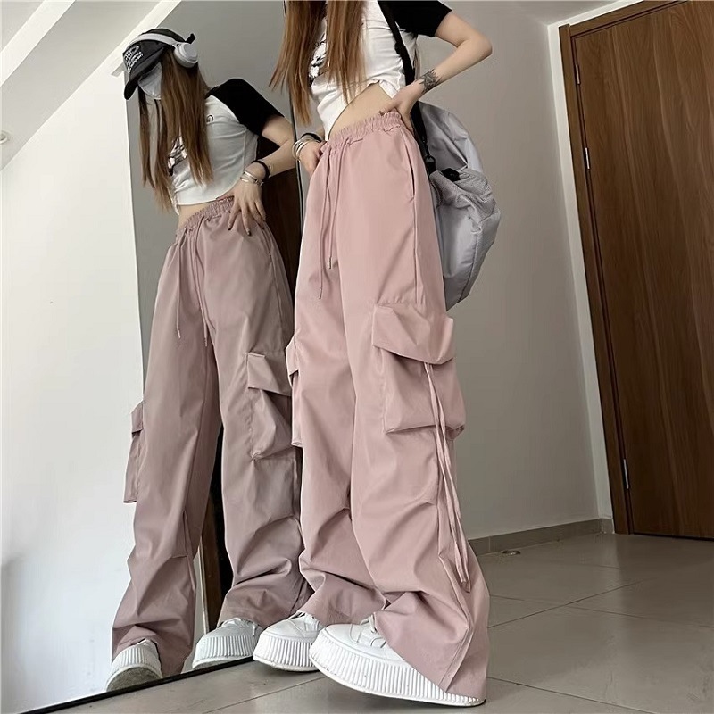 美式复古街头春款速干工装裤男女休闲款运动直筒阔腿宽松长裤薄款|undefined