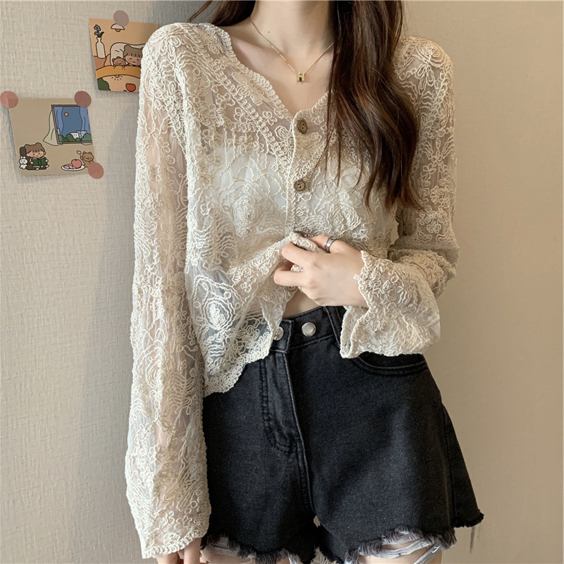 Knitted Cardigan 2025 Thin Women's Suspender Dress with Blouse Summer Shawl Lace Small Waistoutwear Ice Silk Jacket