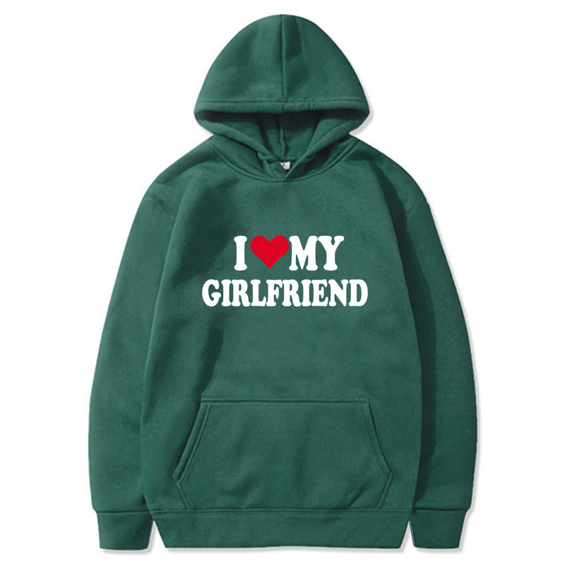 I love my girlfriend printed hooded sweatshirt gothic winter pullover long-sleeve couple's hoodie I love my girlfriend printed hooded sweatshirt gothic winter pullover long-sleeve couple's hoodie