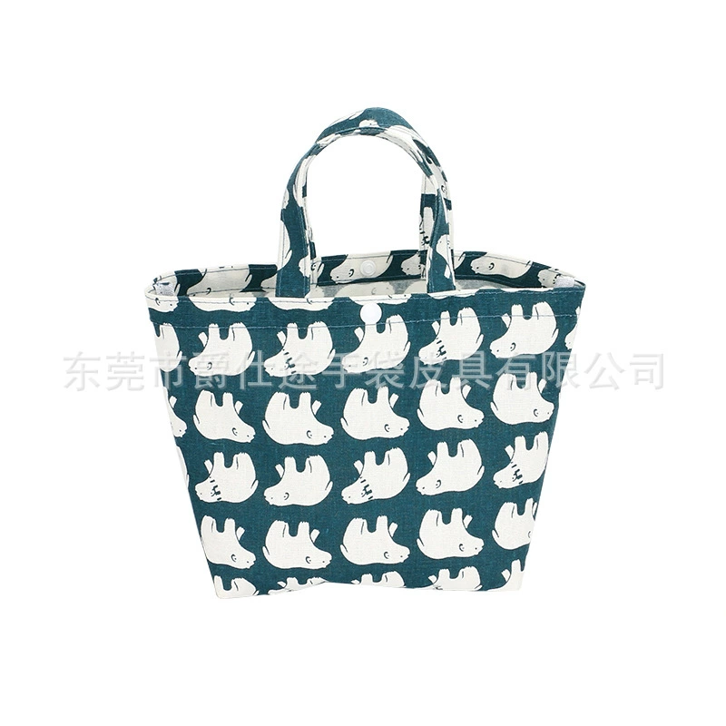 Европейская и американская простая льняная сумка для обеда, модная льняная сумка с принтом, косметичка с милым медведем