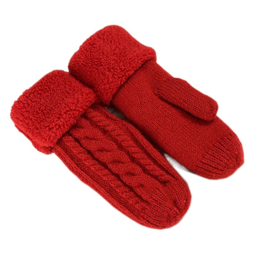 Otoño e Invierno de las mujeres de moda estudiante guantes de montar nueva moda de mohair engrosada forrado de lana de un solo dedo cubierta de la bolsa de doble capa