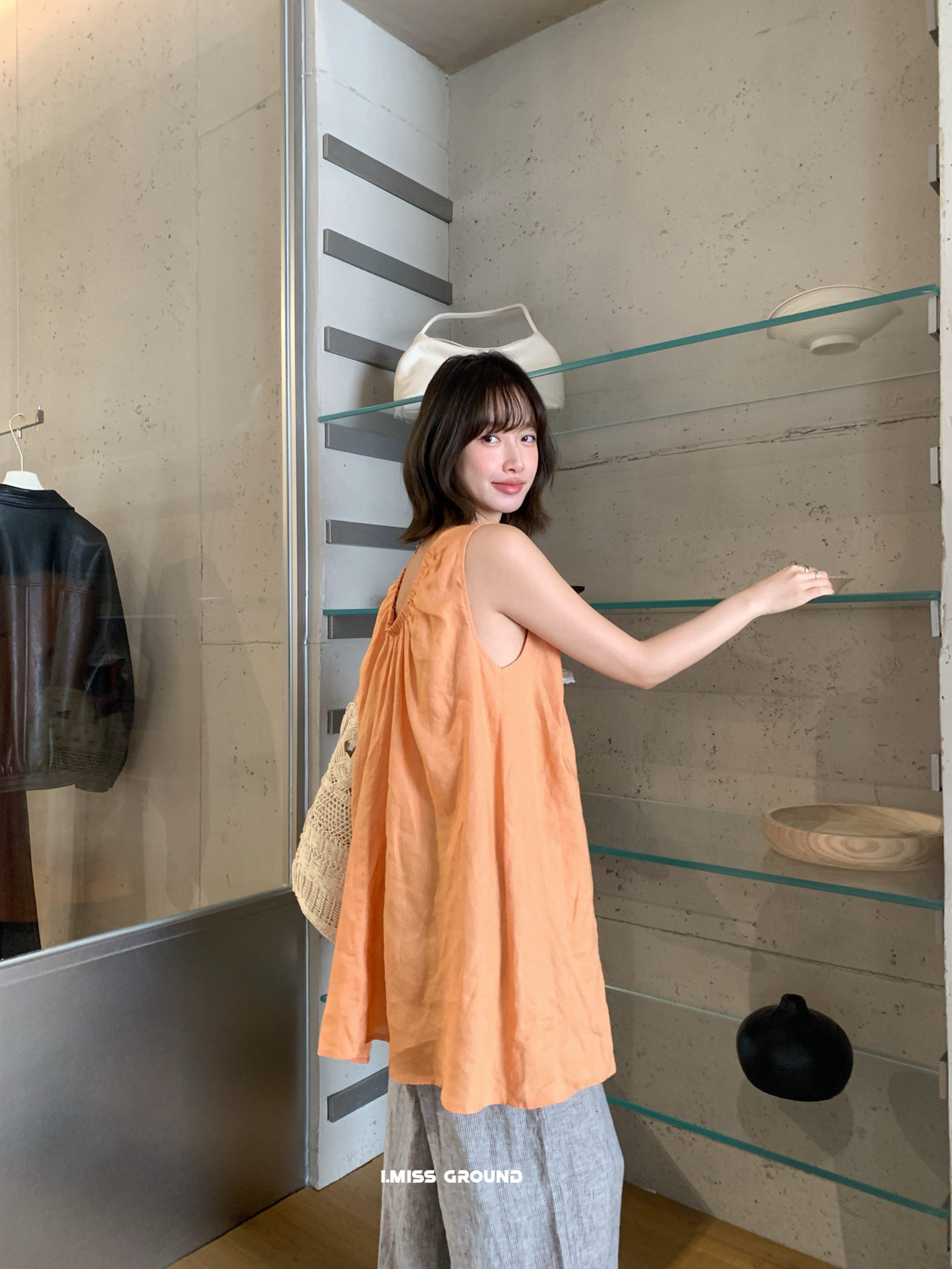 Đầm maxi nữ không tay chất liệu linen phong cách Pháp nghỉ dưỡng — màu cam chi tiết 11