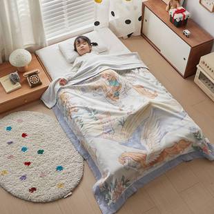 2025 New Type a Original Hand-Painted Style Large Version Tianzhu Fiber Four-Layer Yarn Kidsren's Blanket